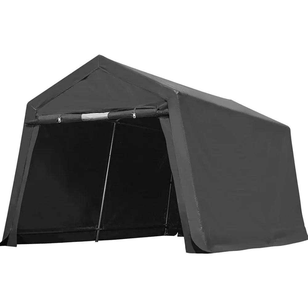 7x12 ft 2 Roll up Doors & Vents Outdoor Portable Storage Shelter Garage Tent Carport for Motorcycle ATV with Heavy Duty Metal F