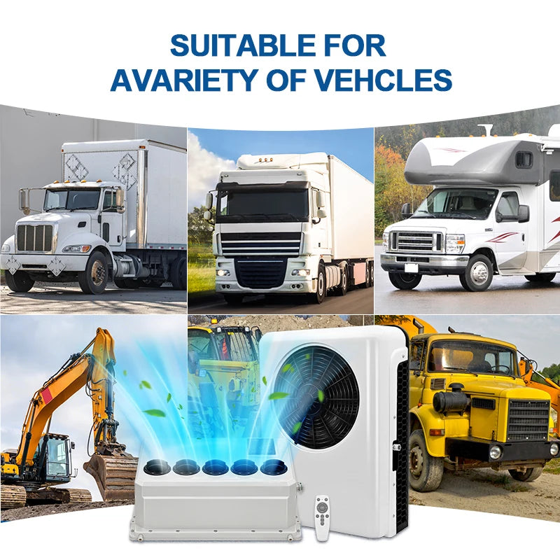 12V 24V Parking Air Conditioner No Fuel Consumption Air Conditionting For Truck RV Forklift Construction Vehicle Excavator Crane
