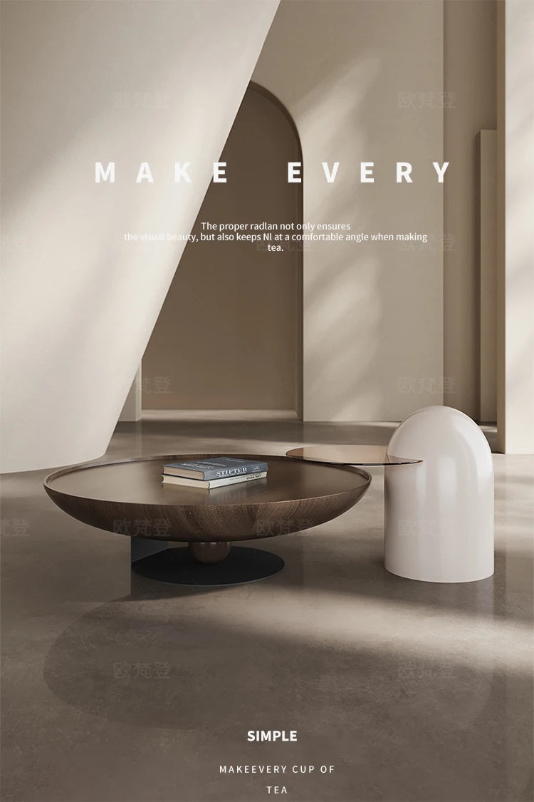 Round coffee table living room household light luxury high-end small apartment Italian minimalist coffee table combination