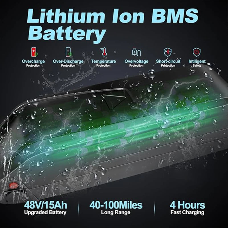 1000W 28mph 24 mile range 48V15ah detachable battery single push mechanical disc brake 20 inch mountain off-road adult electric