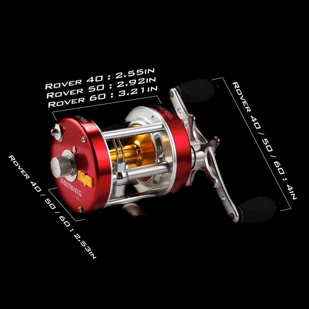 Rover Round Baitcasting Reel, Perfect Conventional Reel for Catfish, Salmon/Steelhead