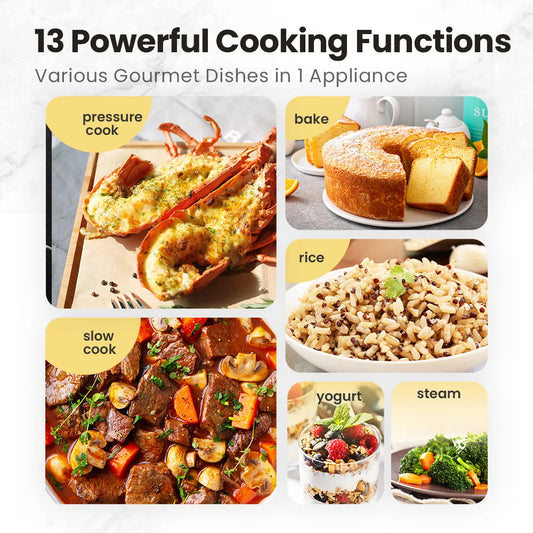 COMFEE’ 6 Quart 9-in-1 Electric Pressure Cooker 13 Presets Instant Multi Cooker Olla de Presion Slow Rice Cooker Non-Stick Pot