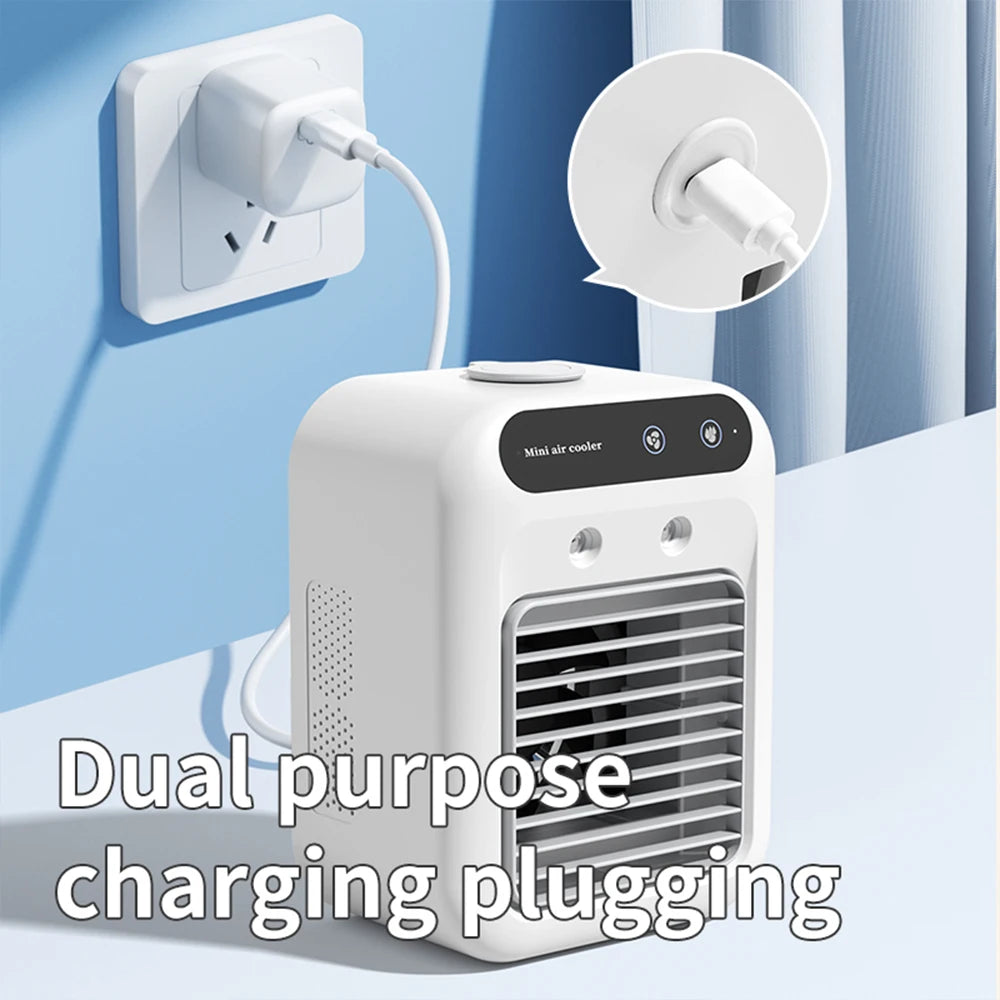 Portable Air Conditioners,3-In-1 Cooling Fan Air Conditioner with 2-Speed,Built-In 1800mah Battery,Air Cooler for Home&Outdoor