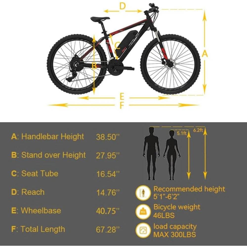 Electric Bike-26 Electric Mountain Bike-Peak 750W Brushless Motor 20MPH 40 Miles-Lightweight E Bike 46lb Aluminum Frame