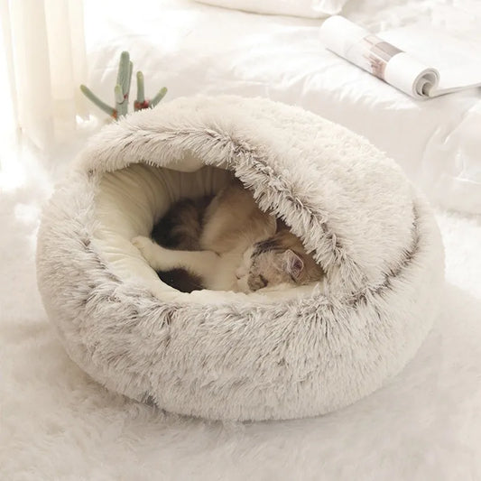 Cat Bed Pet Mattress Warm Soft Plush Pet Bed with Cover Round  Cat Dog  Sleeping Nest Cave for Small Dogs kitten
