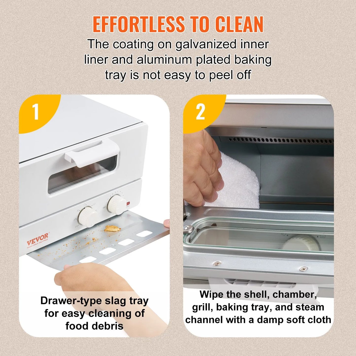 VEVOR Steam Oven Toaster,12LCountertop Convection Oven,5 In 1 Steam Toaster Oven,7 Cooking Modes Air Fryer Convection Oven Combo
