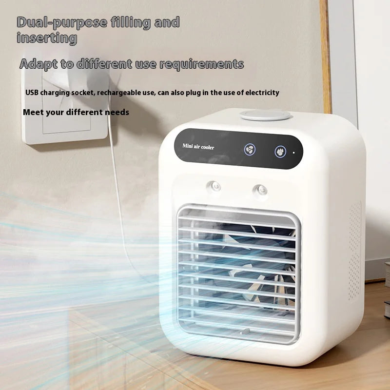 Air cooler small air conditioner office humidification refrigeration small leafless cold fan spray cooling machine air condition