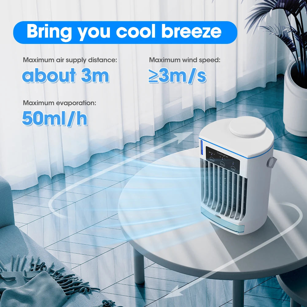 Mini Air Conditioner Air Cooler Fan Portable Water Cooling Fan Mobile Air Conditioning Fan For Room Office Cars