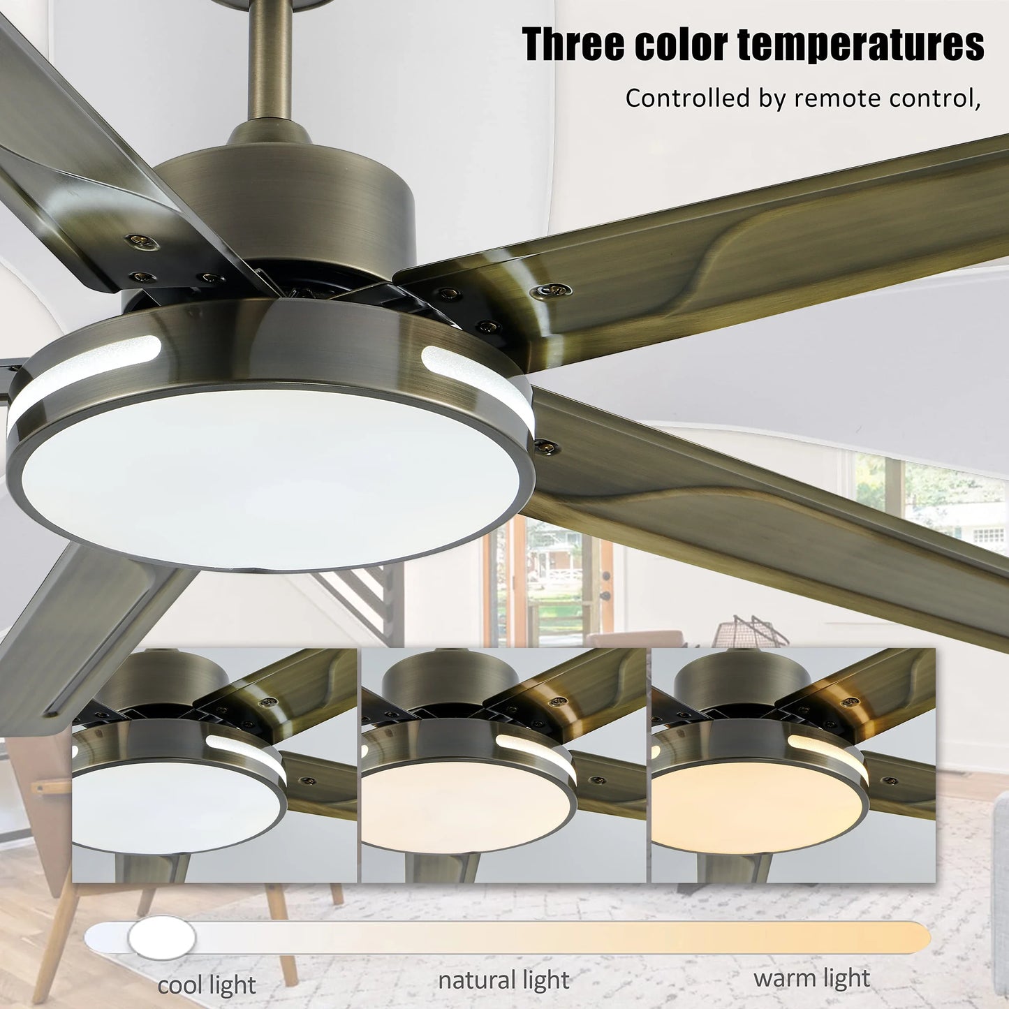 52 inch living room ceiling fan lamp DC motor reversible blade remote control modern home appliances room bedroom ventilation