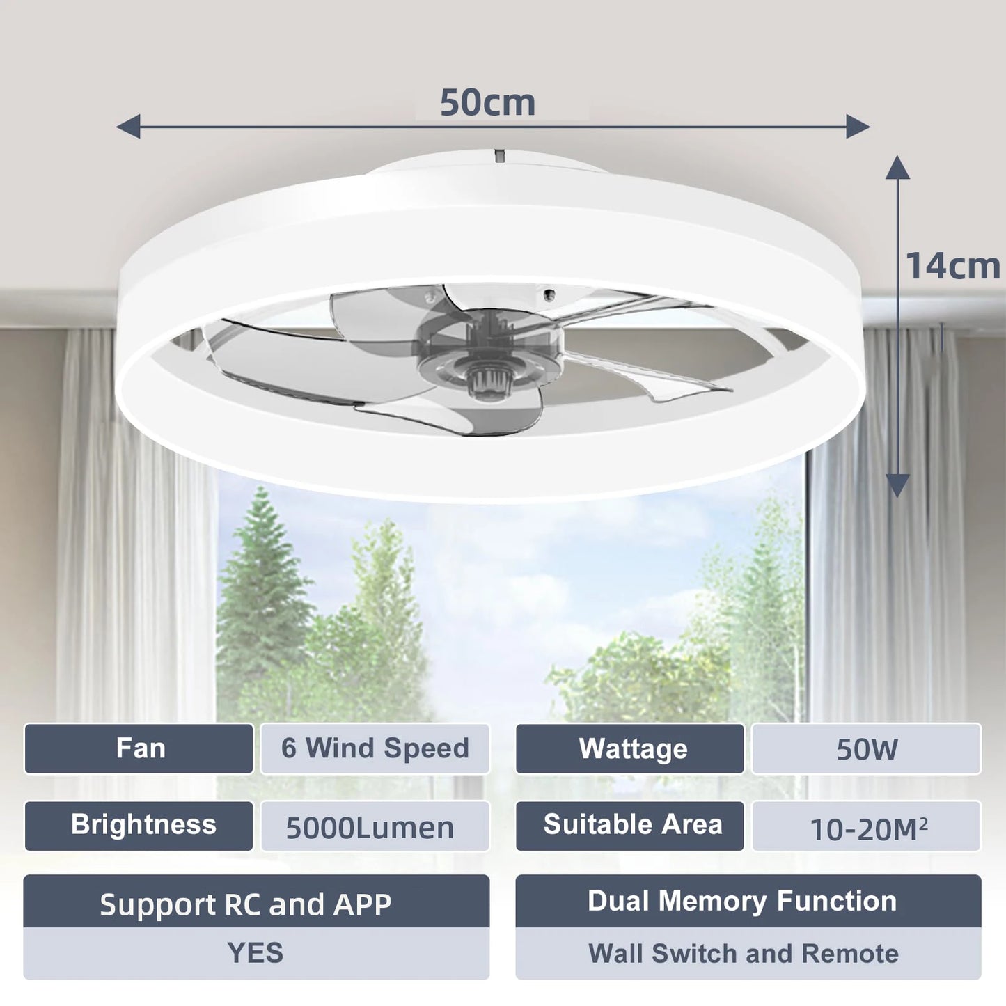 Ceiling fan with light Modern Dimmable Remote Control Ceiling Fans Living Room AC Variable Frequency Fan Ceiling Lamp
