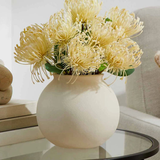 5.9 Matte Ceramic Round Vase, Natural Beige White, 1 - Piece
