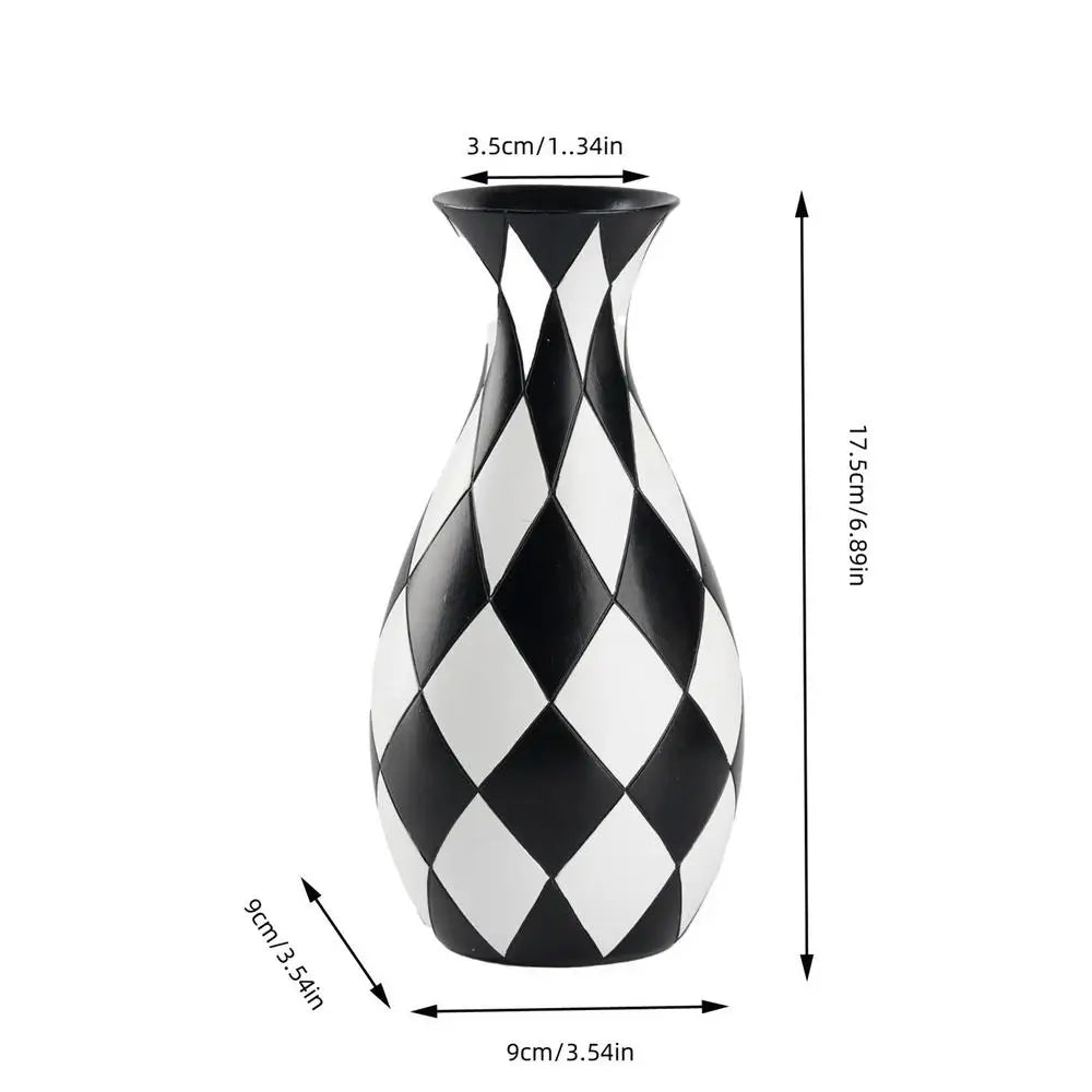 resin Striped Vase Black and White Stripes Flower Vase Unique Black and White Modern Flower Vase Home Furnishing Decoration