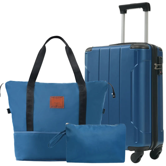 Hardshell Luggage Sets 3 Piece Carry-on Suitcases with Wheels TSA Lock for Men Women Blue (20in)