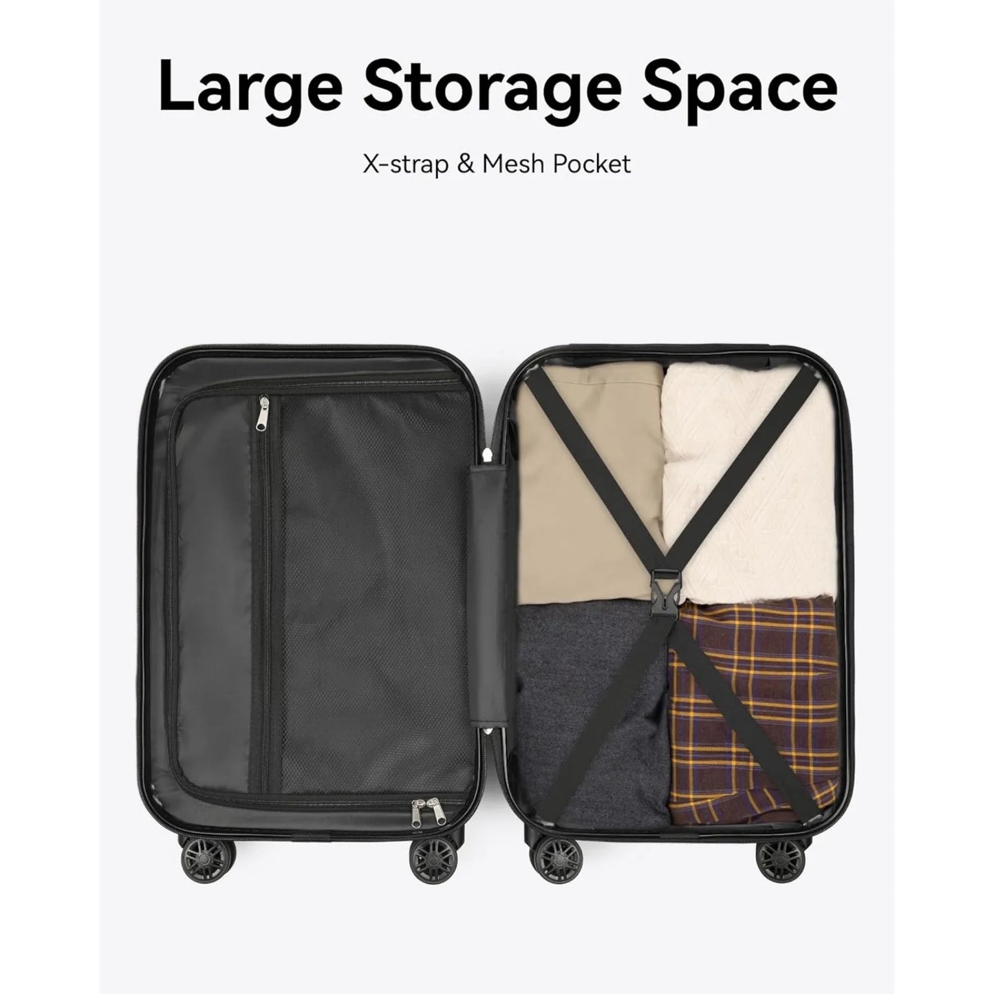 LUGGEX Carry On Luggage for Airplanes, Travel Suitcases with Wheels (White, 20-Inch)