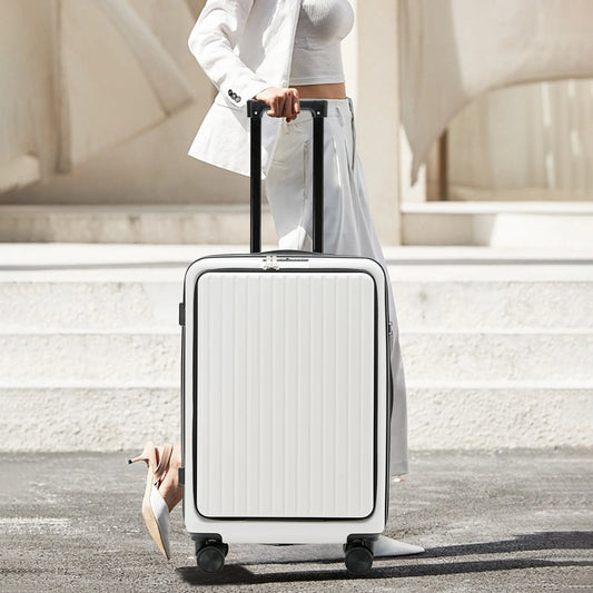 High-Capacity Front Opening Zipper Luggage 20" High-Looking Strong Durable Password Trolley Case Unisex Travel Luggage With USB