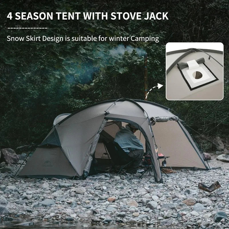 Naturehike Massif Hot Tent with Stove Jack, 4 Season Tent, 1/2/4/6 Person Camping Tent, UPF50+ Waterproof Windproof Winter Tent