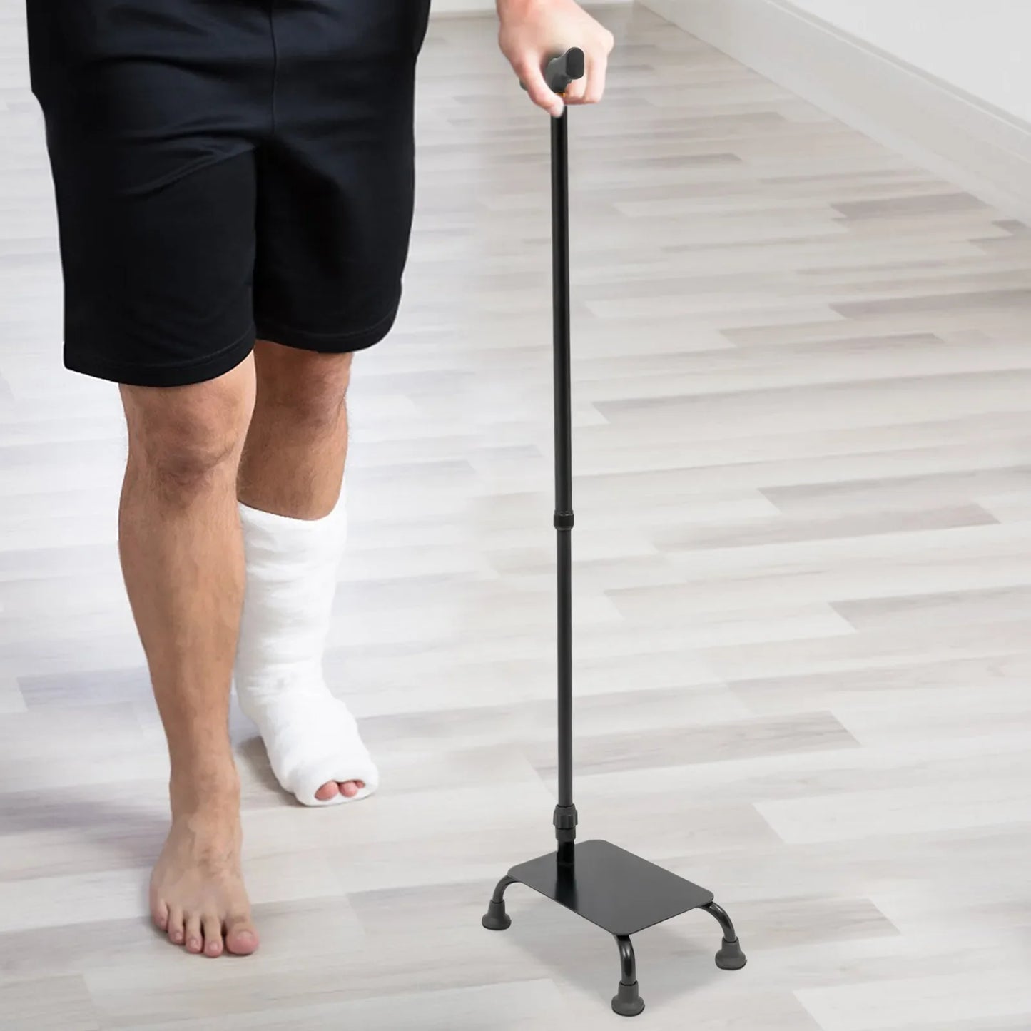 Stair Climbing Assist Cane Adjustable Height Walking Stick w/ Anti-Slip Base 85-105cm Lightweight Aluminum Alloy Aid for Elderly