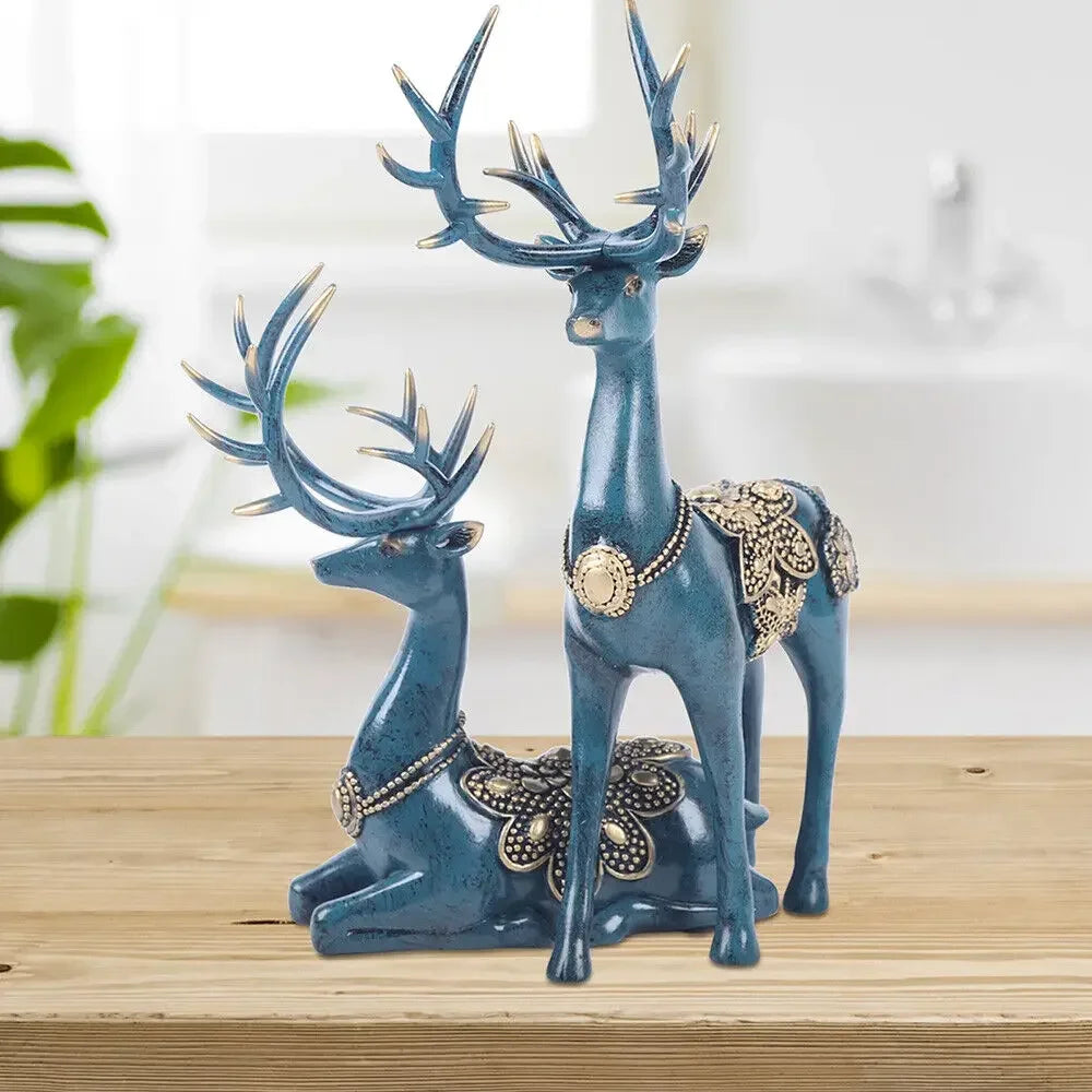 Large Deer Resin Statue Figurine Sculpture Tabletop Home Office Art Decoration