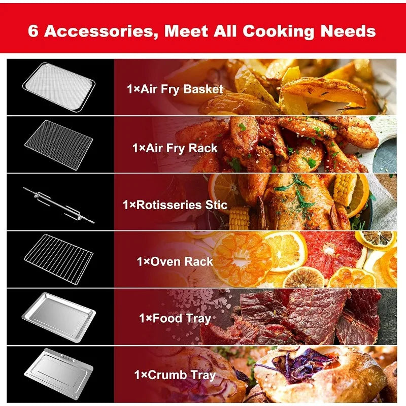 Galanz GT12SSDAN18 Digital Fry & Rotisserie Combo 8-in-1 Air Fryer Toaster, Convection Oven with Pizza & Dehydrate,4 Accessories