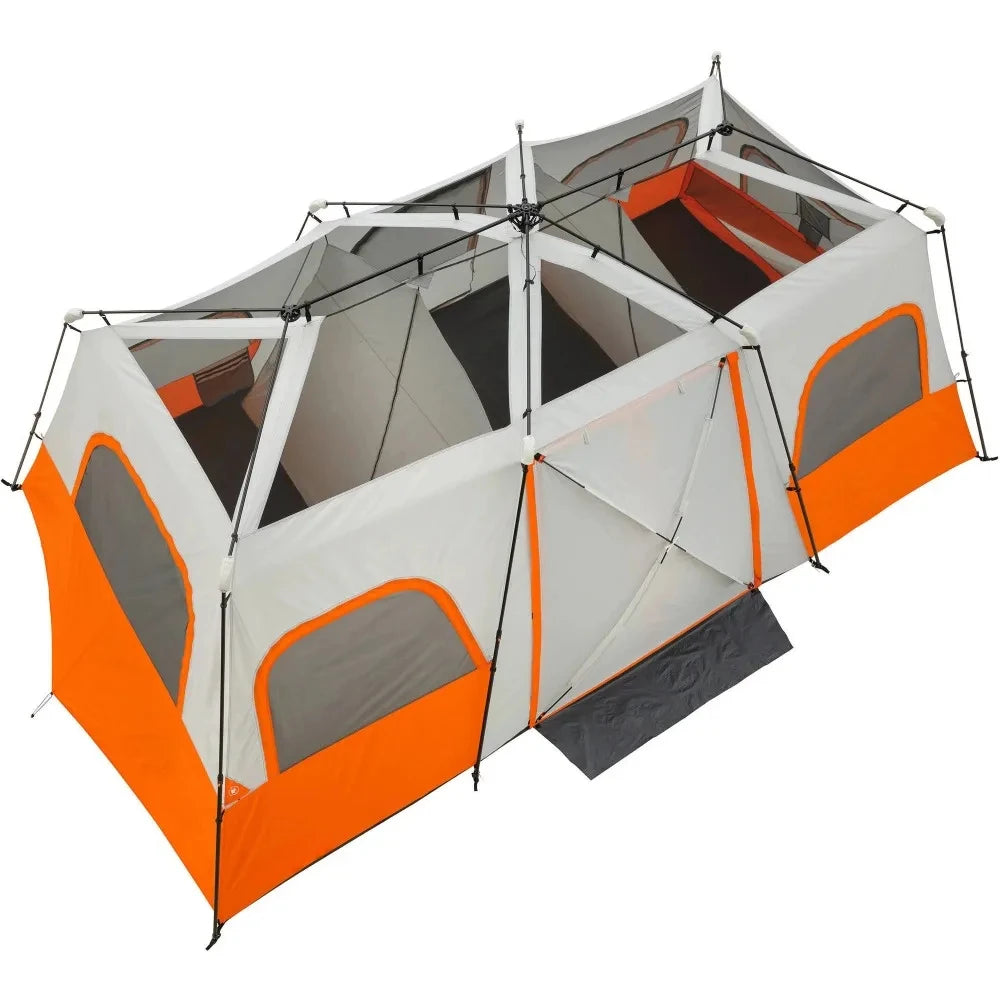 12 Person Instant Cabin Tent with Integrated LED Lights, 3 Rooms, 47.87 lbs