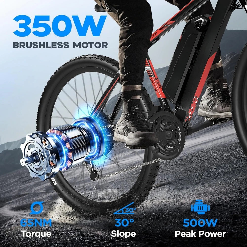 Electric Bike-26 Electric Mountain Bike-Peak 750W Brushless Motor 20MPH 40 Miles-Lightweight E Bike 46lb Aluminum Frame
