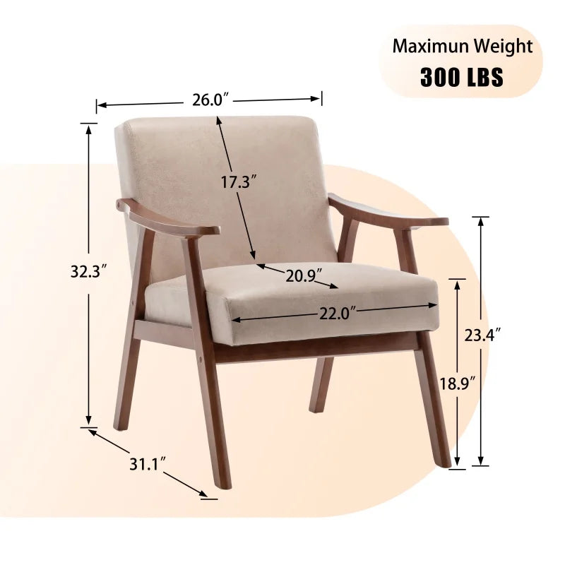 High-Quality Modern Living Room Chair Comfortable Backrest Wood Frame for Home Luxury Thick Seat Desk Chair Elegant Lounge Chair