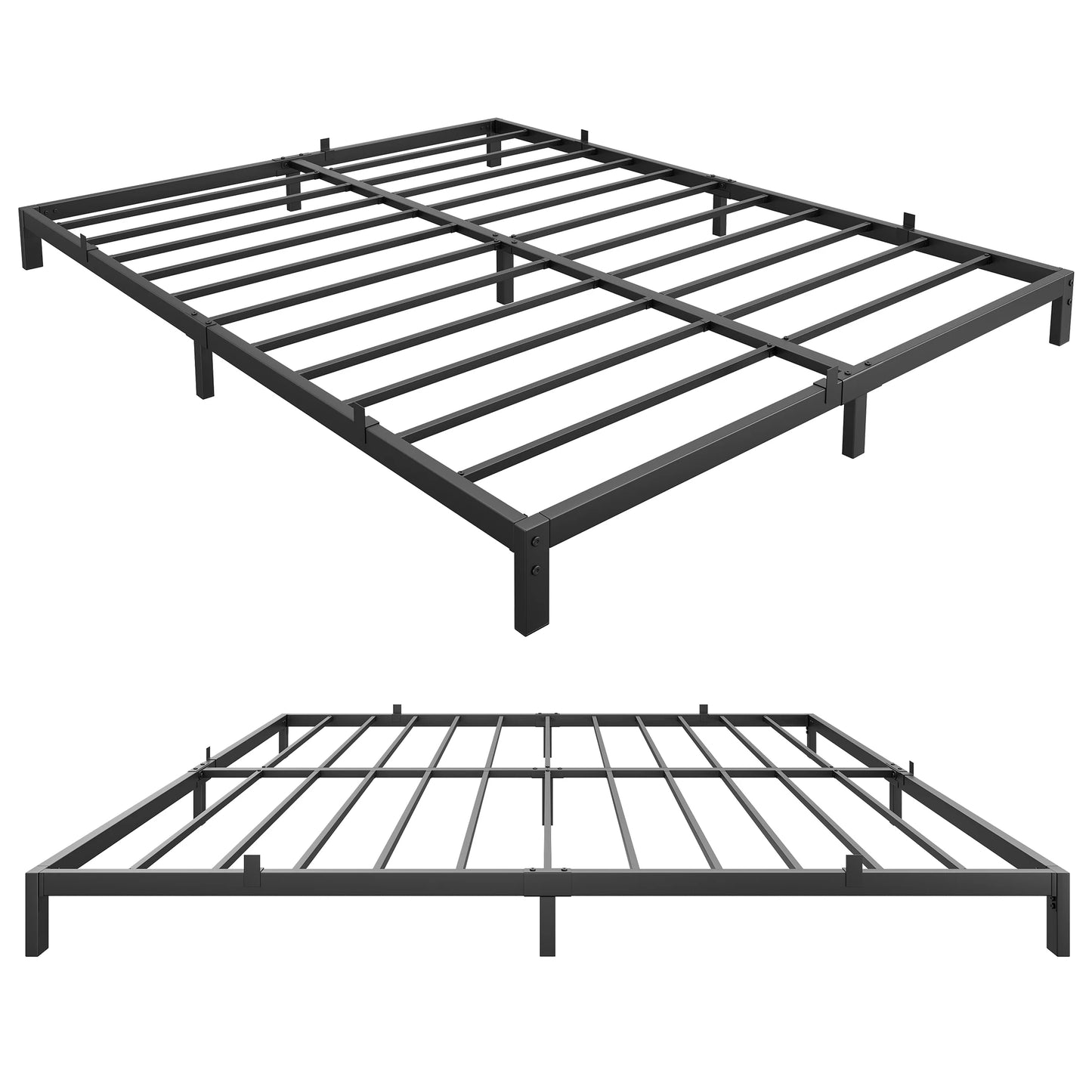 6 Inch Hight Bed Frame Low Profile Metal Platform Bed Frame Support Mattress Foundation, Noise Free, Twin/Full/Queen Size