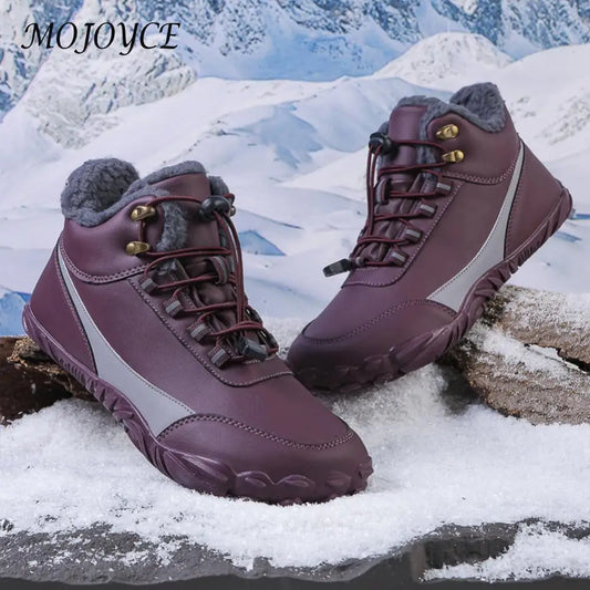 Winter Snow Boots Lightweight Barefoot Hiking Shoes Waterproof High-Top Booties Warm Lined Booties for Hiking Climbing