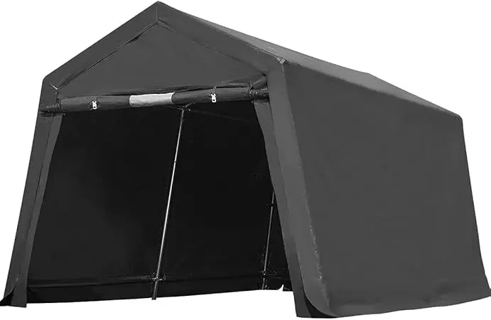 7x12 ft 2 Roll up Doors & Vents Outdoor Portable Storage Shelter Garage Tent Carport for Motorcycle ATV with Heavy Duty Metal F