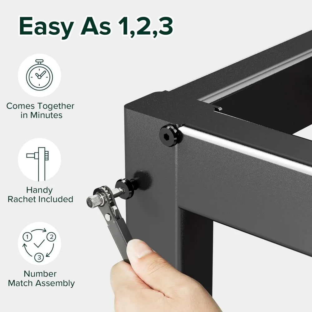 14 Inch Metal Platform Bed Frame, Steel Support, No Box Spring Needed, Easy Assembly, Queen