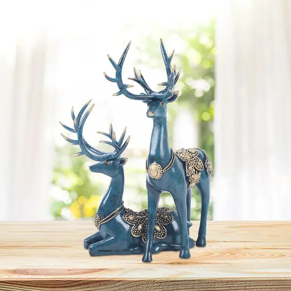 Large Deer Resin Statue Figurine Sculpture Tabletop Home Office Art Decoration