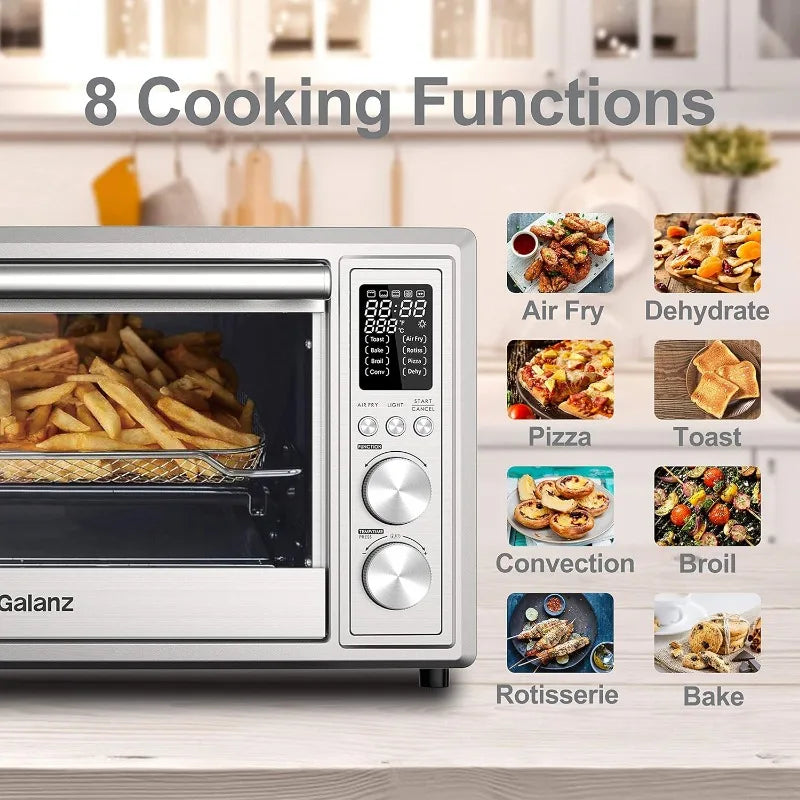 Galanz GT12SSDAN18 Digital Fry & Rotisserie Combo 8-in-1 Air Fryer Toaster, Convection Oven with Pizza & Dehydrate,4 Accessories