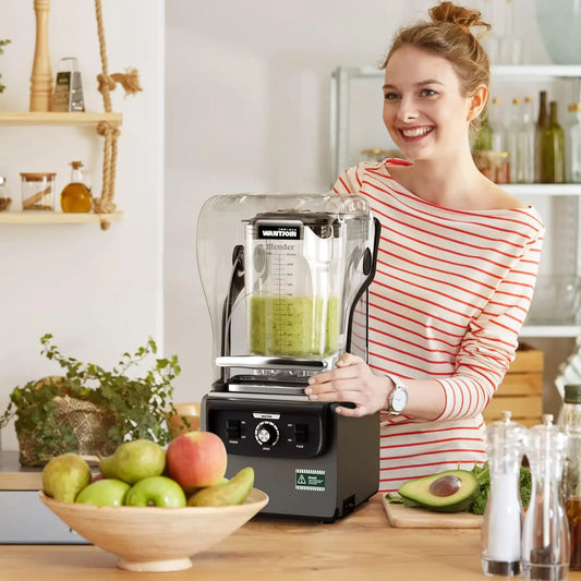 Wantjoin Professional Blender, Commercial Quiet Blender Soundproof Blender 2200ml With Blender Cover for Kitchen 1800W
