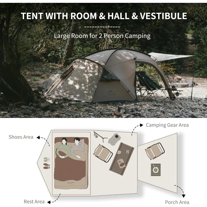 Naturehike Massif Hot Tent with Stove Jack, 4 Season Tent, 1/2/4/6 Person Camping Tent, UPF50+ Waterproof Windproof Winter Tent