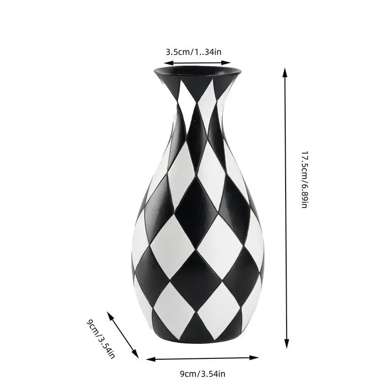 resin Striped Vase Black and White Stripes Flower Vase Unique Black and White Modern Flower Vase Home Furnishing Decoration