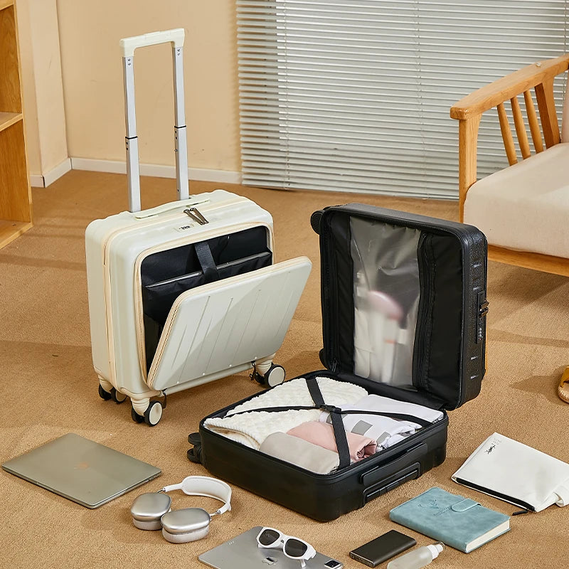 18 inches Suitcase Light Weight Suitcase Large Capacity Travel Case Spinner Wheels Suitcase Small Luggage Compartment