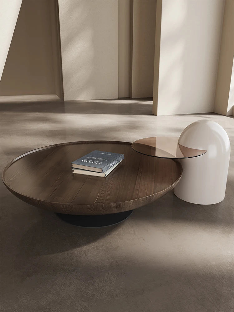 Round coffee table living room household light luxury high-end small apartment Italian minimalist coffee table combination