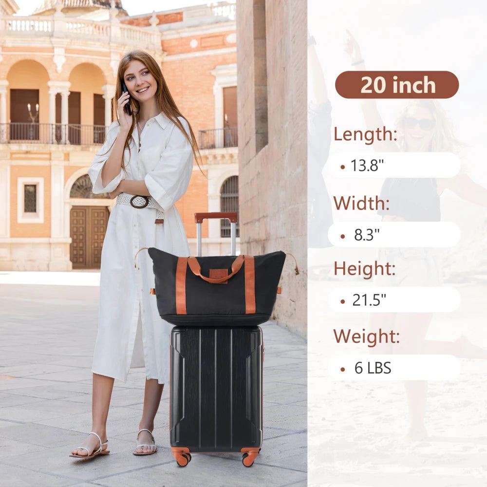 Hardshell Luggage Sets 3 Piece Carry-on Suitcases with Wheels TSA Lock for Men Women Black Brown (20in)