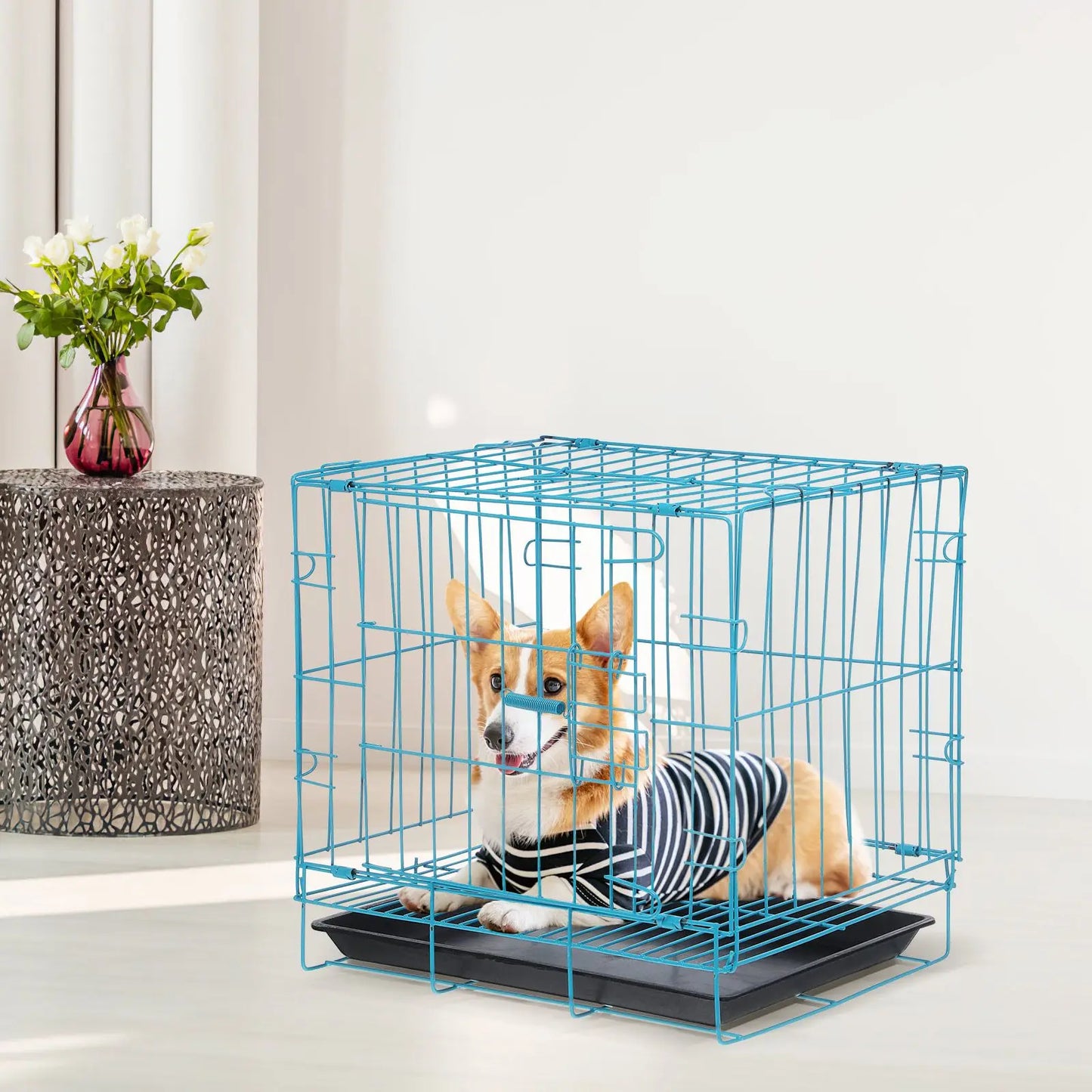 Pet Cage House Small Dog Kennel Indoor Metallic Line Folding Child Cages for Dogs
