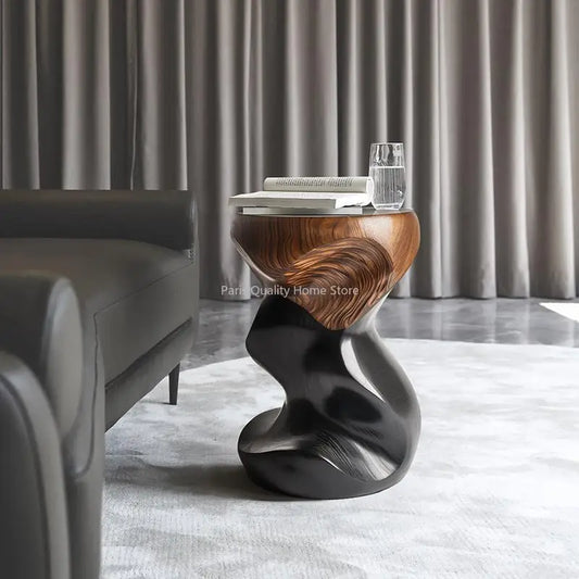 Creative Design Solid Wood Light Luxury Sofa Side Corner Coffee Table Walnut High-end Artist Home Wooden Pier Coffee Table