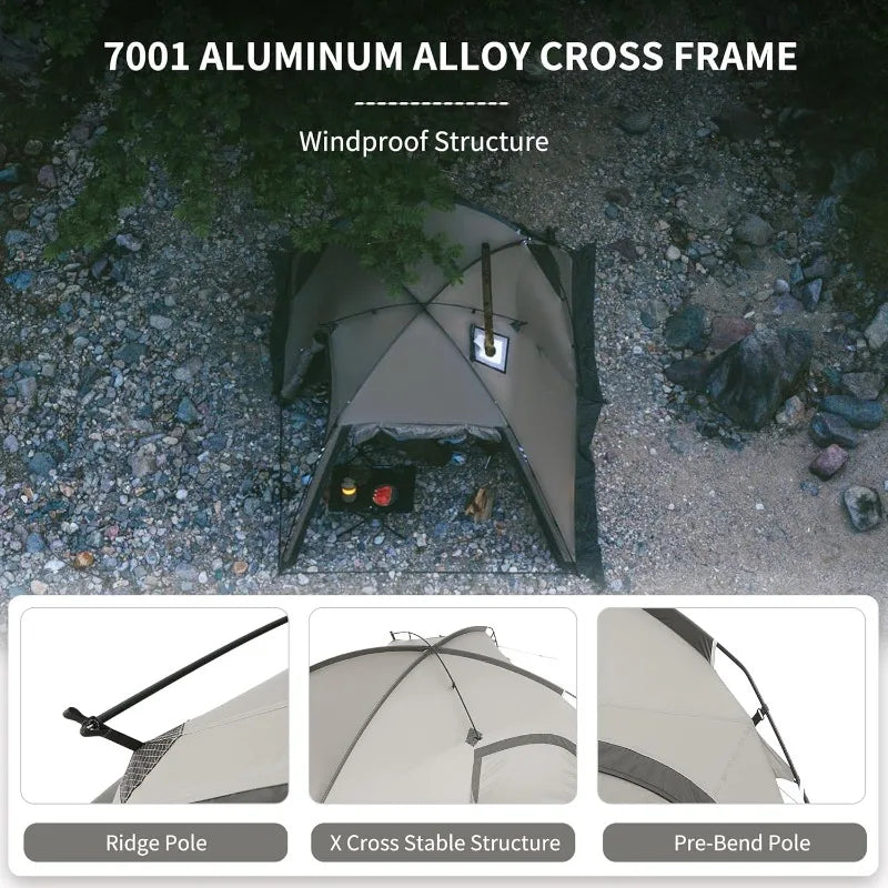 Naturehike Massif Hot Tent with Stove Jack, 4 Season Tent, 1/2/4/6 Person Camping Tent, UPF50+ Waterproof Windproof Winter Tent