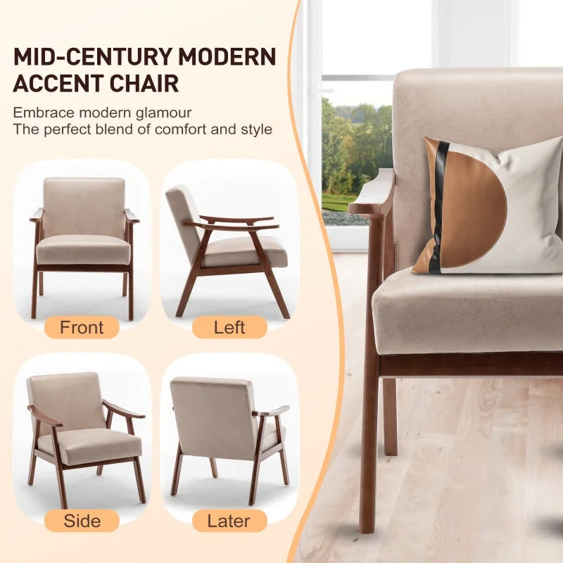 High-Quality Modern Living Room Chair Comfortable Backrest Wood Frame for Home Luxury Thick Seat Desk Chair Elegant Lounge Chair