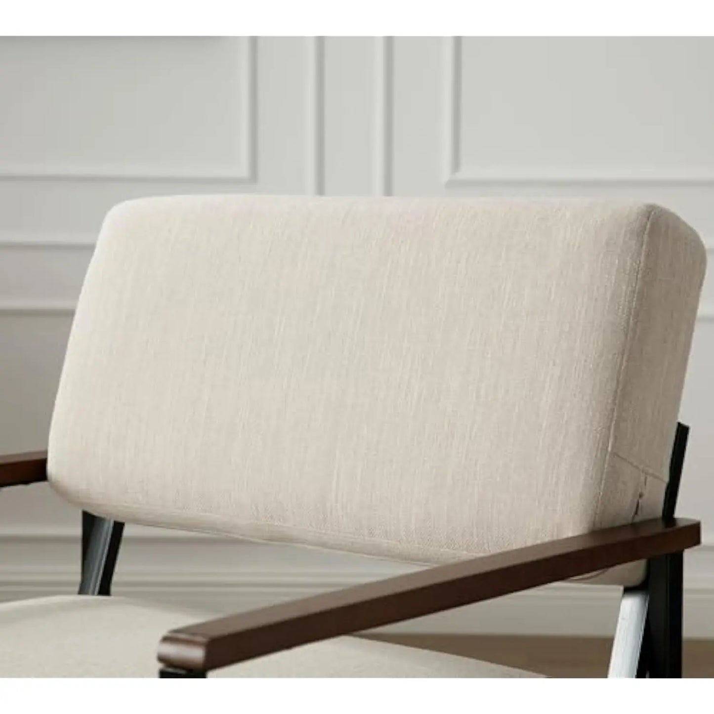 Linen Accent Arm Chair with Metal Legs, 23.25 W Comfy Side Chair with Open Back, Modern Upholstered Chair with 5 t Seat for Li
