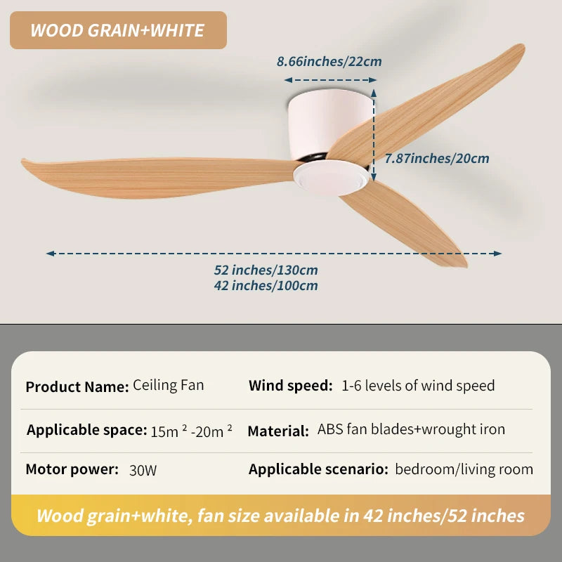 Ceiling Fan Bedroom Dining Room Living Room Intelligent Remote Control Fan Household Nordic Style No Light Source 96-220V