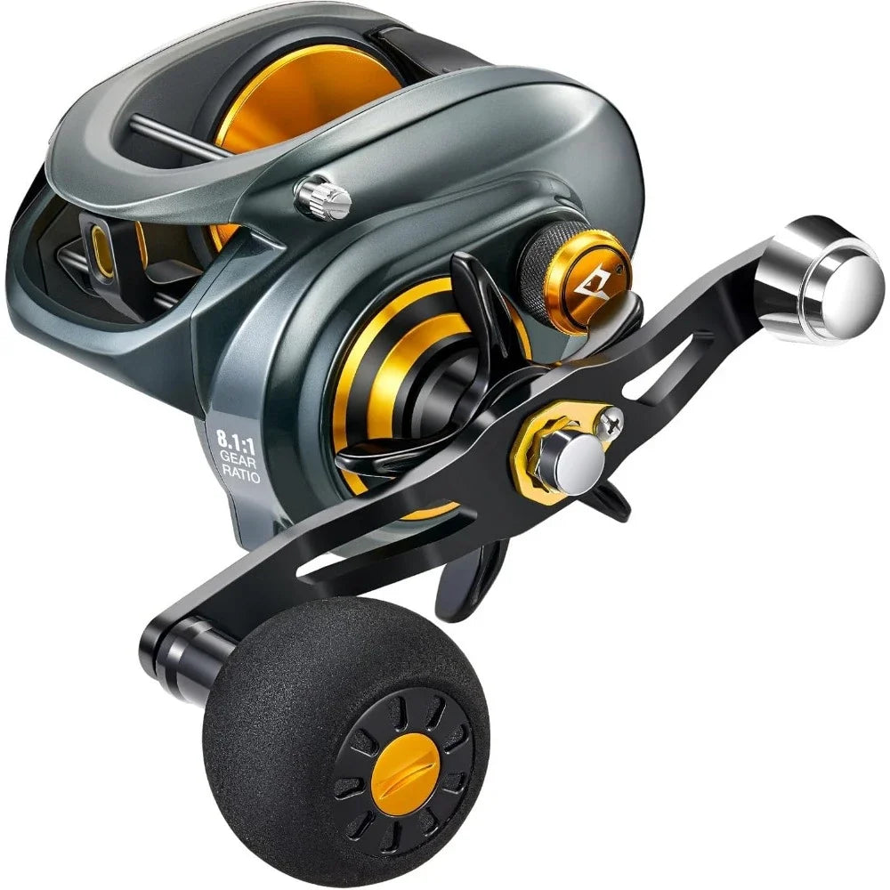 Fishing Reel, 38Lbs Maximum Resistance Aluminum Alloy Frame Baitcasting Reel, with 6.6:1/8.1:1 Gear Ratio To Choose From